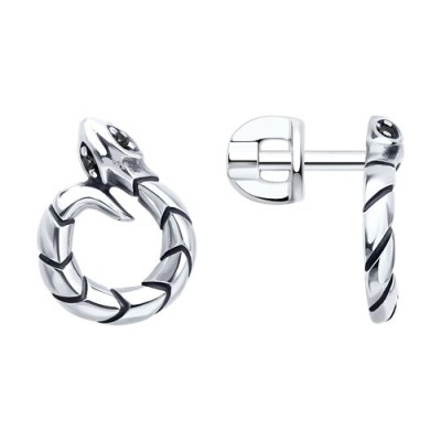 Серьги из серебра с фианитами «Змеиный Оберег» Соколов (арт.95-122-02292-1)