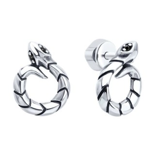 Серьги из серебра с фианитами «Змеиный Оберег» Соколов (арт.95-122-02292-1)