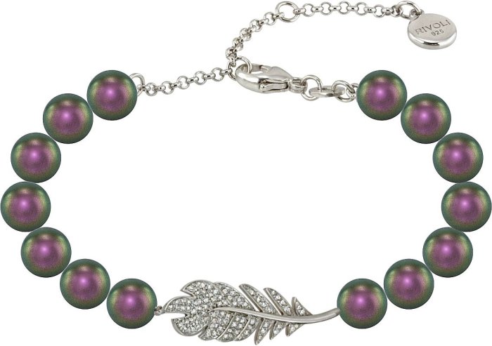 Браслет из серебра с жемчугом и куб. цирконием (Арт.27b-p36-s-19)