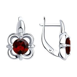 Серьги из серебра с гранатами (Арт.94-320-00713-2)