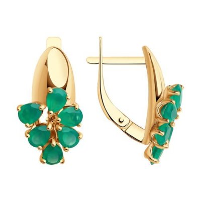 Серьги золотые с агатом «Изумрудный Вальс» SOKOLOV (арт.51-320-01433-2)