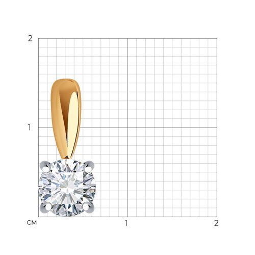 Подвеска из комбинированного золота  с выращенным бриллиантом и рубином (Арт.51-230-02369-1)