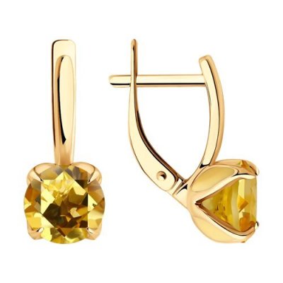 Серьги золотые пробы 585 с цитрином (Арт.51-320-02058-6)