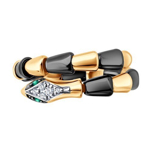 Кольцо из комбинированного золота с миксом камней (Арт.6015132)