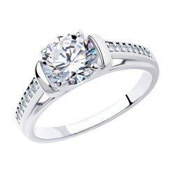 Кольцо из серебра с фианитами (Арт.94012692)