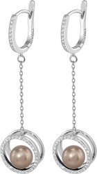 Серьги из серебра с жемчугом и кристаллом swarovski (Арт.ahs-1-8-9-s)