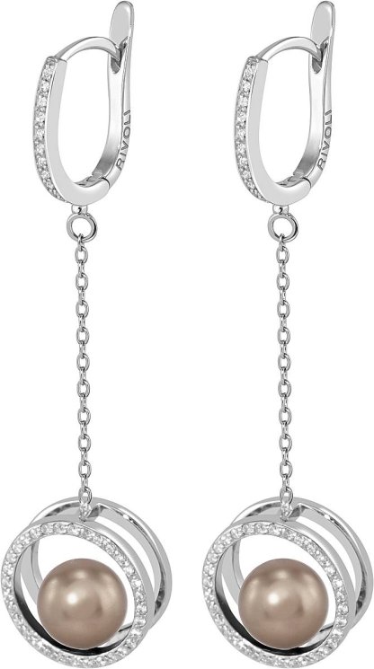 Серьги из серебра с жемчугом и кристаллом swarovski (Арт.ahs-1-8-9-s)