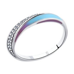 Кольцо из серебра с эмалью и фианитами (Арт.94012942)