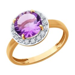 Кольцо золотое пробы 585 с аметистом (Арт.716409) Кольцо золотое пробы 585 с аметистом (Арт.716409)