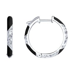 Серьги из серебра с эмалью с фианитами (Арт.94021240)