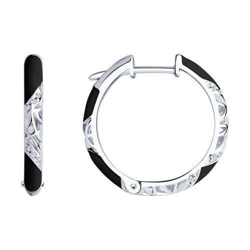 Серьги из серебра с эмалью с фианитами (Арт.94021240)