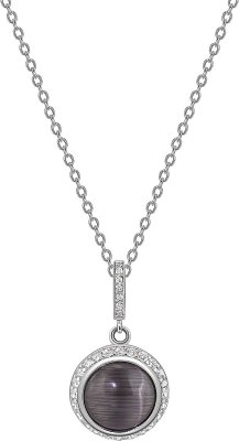 Кулон из серебра с кошачим глазом и куб. цирконием (Арт.fgp-3-10-h-24-s)