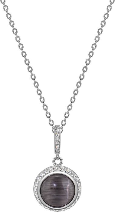 Кулон из серебра с кошачим глазом и куб. цирконием (Арт.fgp-3-10-h-24-s)