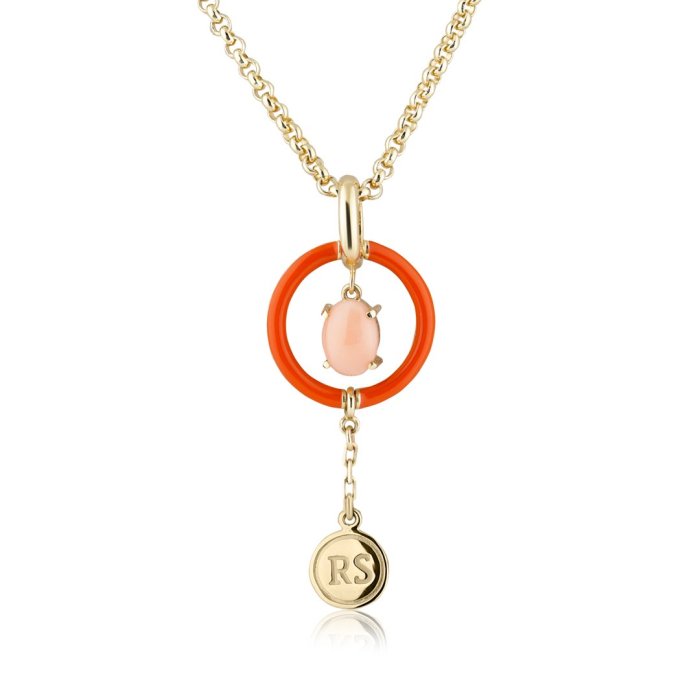 Ожерелье из золота с кораллом Русские Самоцветы (Арт.88854)