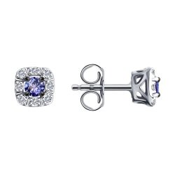 Серьги из белого золота с бриллиантами и танзанитами (Арт.6024210)