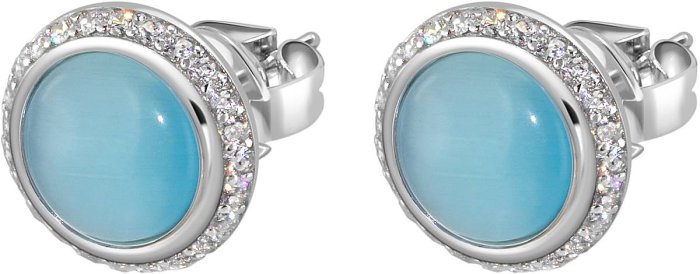 Серьги из серебра с кошачим глазом и куб. цирконием (Арт.fgs-1-8-h-06-s)