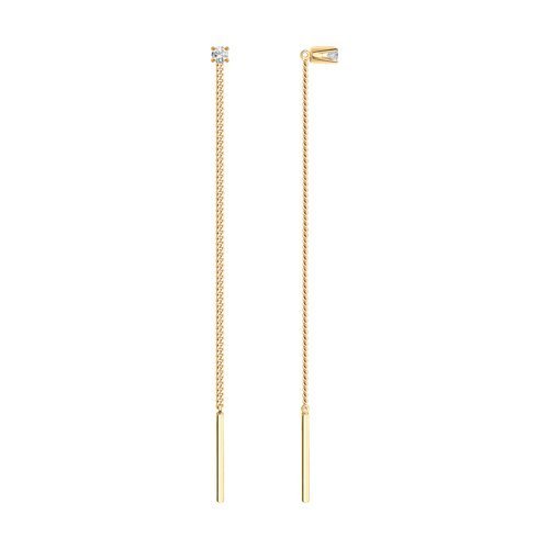 Серьги-цепочки из золота с фианитами (Арт.020611)