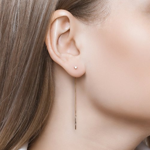 Серьги-цепочки из золота с фианитами (Арт.020611)