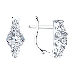 Серьги из серебра с фианитами (Арт.94022296)