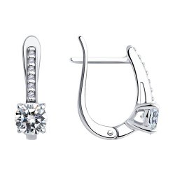 Серьги из серебра с фианитами (Арт.94025925)