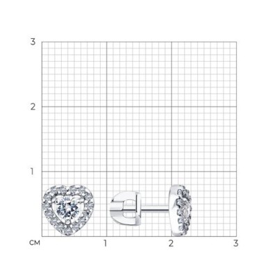Серьги из серебра с выращенным бриллиантом «Сердце сияния» Соколов (арт.86020015)