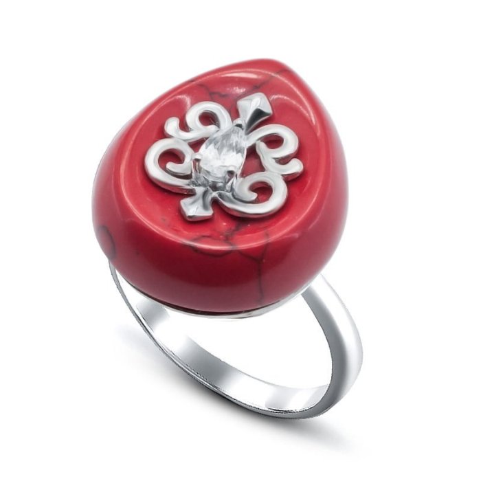 Кольцо Серебряные крылья (Арт.21sr000802c-1-96_korallpr_kubcirkonii_60)