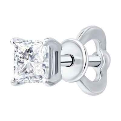 Серьга из белого золота с бриллиантом выращенным (Арт.9170001-3-5)