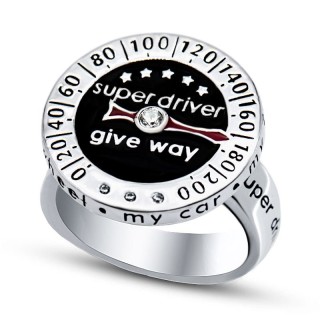 Кольцо серебро с куб. цирконием и эмалью «Super Driver» MySilversmith (арт.21u001s-w-148_jemal_kubcirkonii)