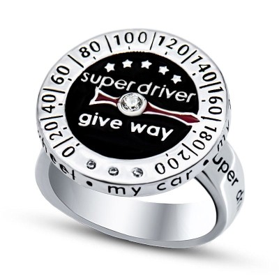 Кольцо серебро с куб. цирконием и эмалью «Super Driver» MySilversmith (арт.21u001s-w-148_jemal_kubcirkonii)