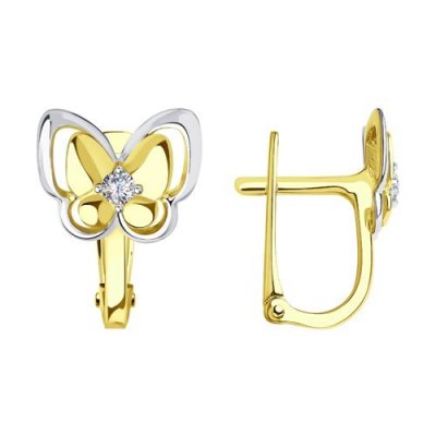 Серьги из желтого золота с фианитами (Арт.029039-2)