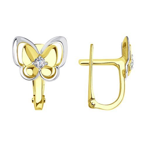 Серьги из желтого золота с фианитами (Арт.029039-2)