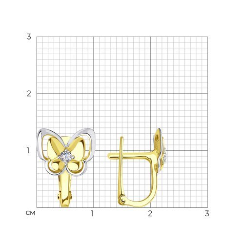 Серьги из желтого золота с фианитами (Арт.029039-2)