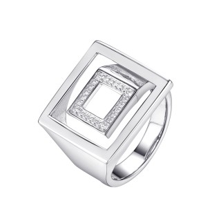 Кольцо с фианитами «Геометрия света» из серебра 925, Fresh Jewelry (арт.CZ-R03104-X-W-X-X-W)