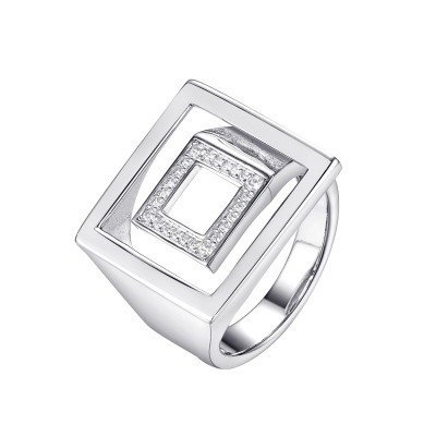 Кольцо с фианитами «Геометрия света» из серебра 925, Fresh Jewelry (арт.CZ-R03104-X-W-X-X-W)