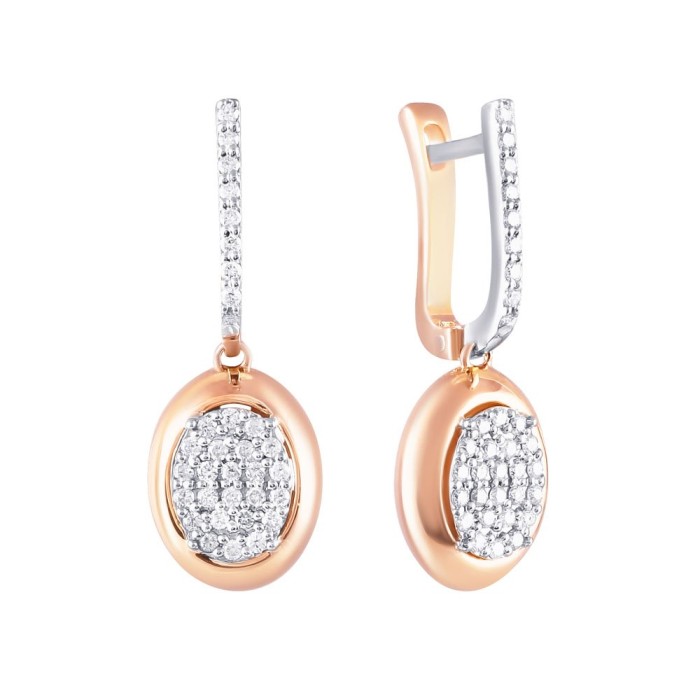Серьги золото с бриллиантами «Розовое Сияние» Myjewels (арт.2434)
