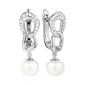 Серьги серебряные с жемчугом и фианитами «Nautilus Glow» Fresh Jewelry (арт.PI-E02598-X-W-PN-X-W)