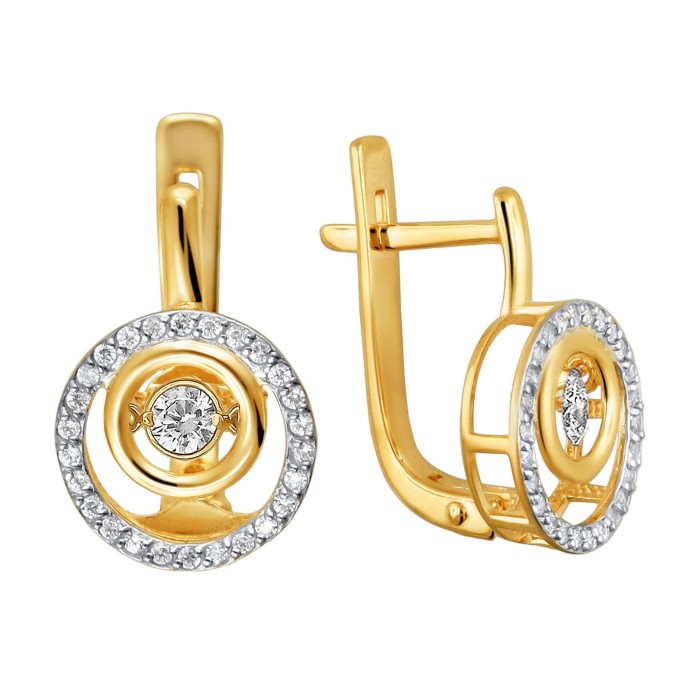Серьги золотые с фианитами «Impulse Halo» Estet (арт.01С1311863Р)