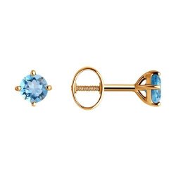 Серьги пусеты золотые пробы 585 с топазом (Арт.728730)