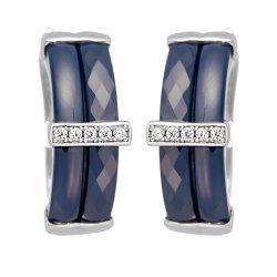 Серьги из серебра с керамикой и куб. цирконием (Арт.tc-e00264-vl-w-x-x-w)
