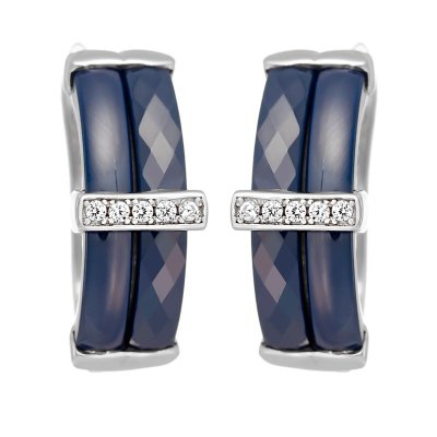 Серьги из серебра с керамикой и куб. цирконием (Арт.tc-e00264-vl-w-x-x-w)