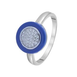 Кольцо из серебра с керамикой и фианитом (Арт.tc-r00034-bl-w-x-x-w)