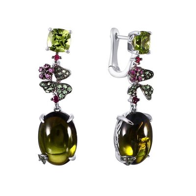 Серьги из белого золота с рубином и сапфиром (Арт.er-35082_sr_ps_ru_pd_tuz_tv_wg)