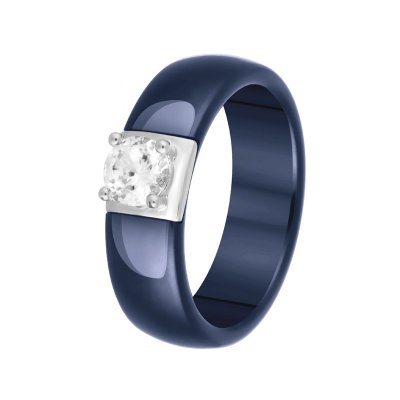 Кольцо из серебра с керамикой и куб. цирконием (Арт.tc-r00707-vl-w-w-x-x)
