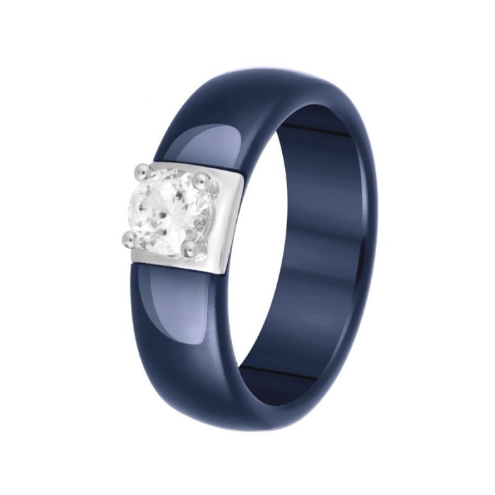 Кольцо из серебра с керамикой и куб. цирконием (Арт.tc-r00707-vl-w-w-x-x)