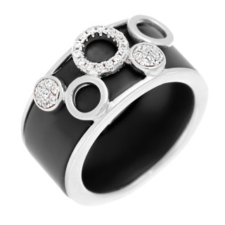 Кольцо серебряное с керамикой и куб. цирконием «Ceramic Galaxy» Fresh Jewelry (арт.TM-R00860-B-W-X-X-W)