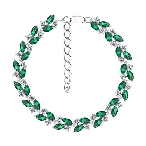 Браслет из серебра с ситаллами и фианитами (Арт.94-350-02173-2) Браслет из серебра с ситаллами и фианитами (Арт.94-350-02173-2)