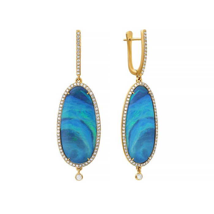 Серьги из золота с бриллиантом и опалом (Арт.khae_2117_sr_op_yg)