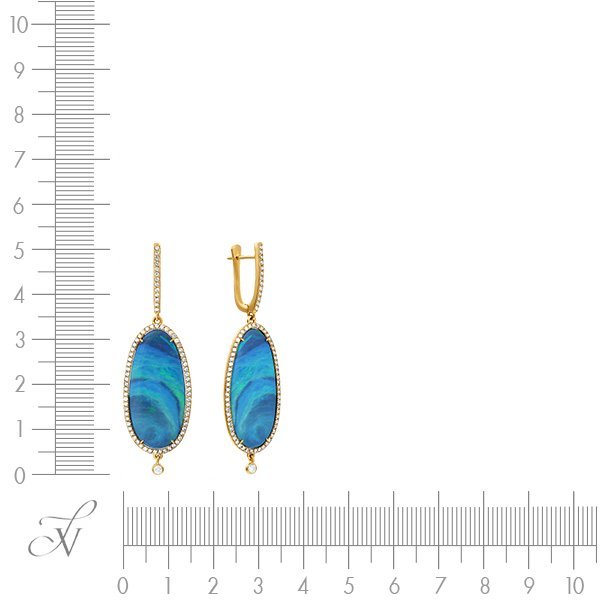 Серьги из золота с бриллиантом и опалом (Арт.khae_2117_sr_op_yg)