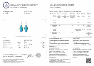 Серьги золотые с бирюзой, бриллиантами и изумрудами «Морской Рассвет» MyJewels (арт.ME35127-BR-EM-YG)