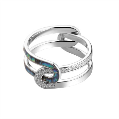 Кольцо с фианитами и эмалью «Claps Wave» Fresh Jewelry (арт.EM-R05267-X-W-X-Mix-W)
